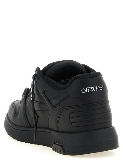 Sneakers by Off-White for men in polyester & calfskin leather bicolour, black, white, signature & print presents a on trend silhouette from the Men's Low Top Tennis Polyester & Calfskin Leather Sneakers collection, showcasing a on trend low-top tennis style for an elevated aesthetic.