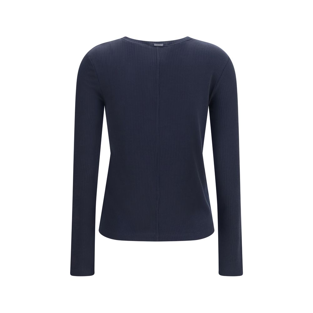 Sweatshirt by Max Mara for women in lyocell & silk blue & signature presents a smart casual silhouette, featuring a smart casual crew neckline and for a sophisticated look.