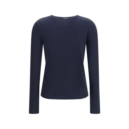 Sweatshirt by Max Mara for women in lyocell & silk blue & signature presents a smart casual silhouette, featuring a smart casual crew neckline and for a sophisticated look.