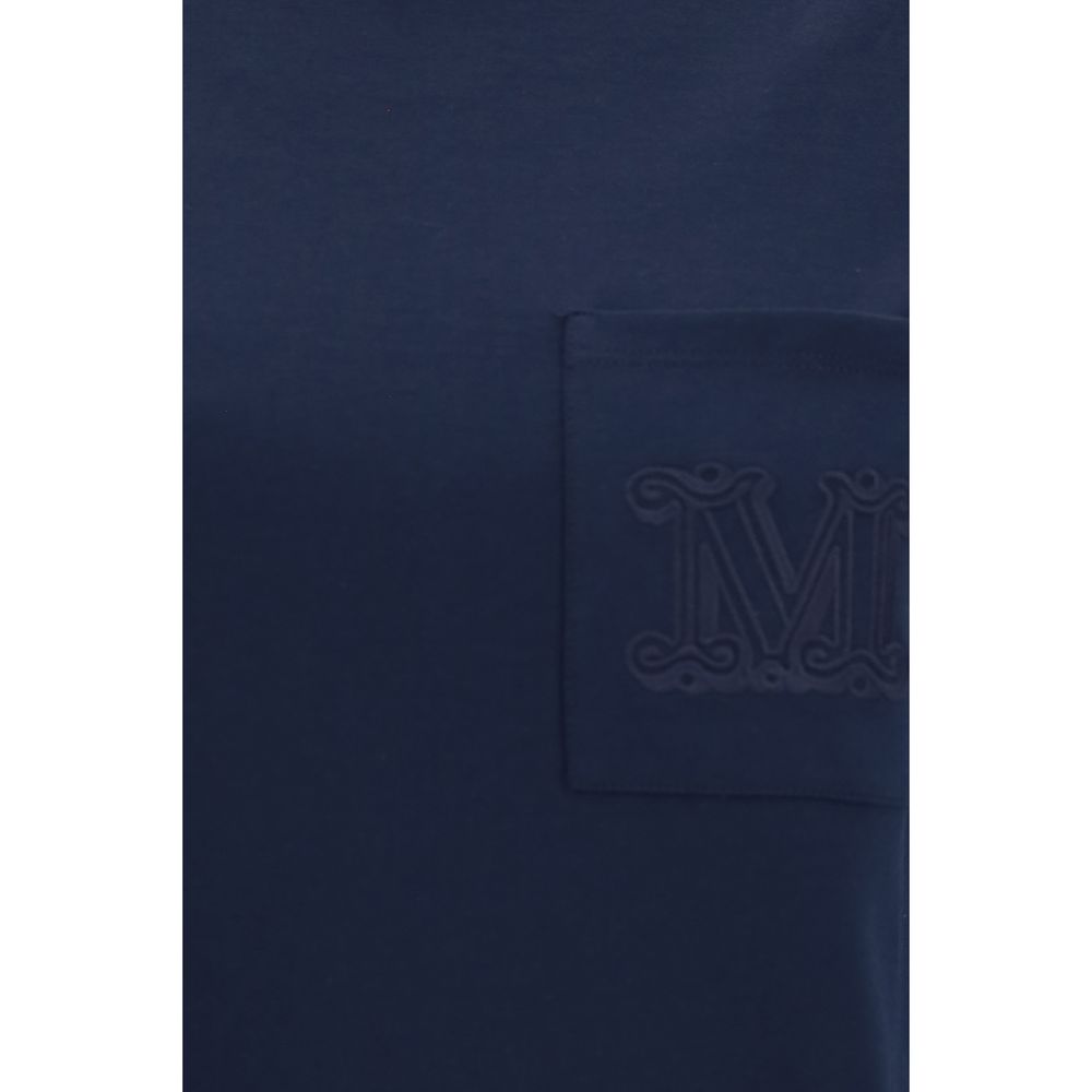 Activewear T-Shirt by Max Mara for women in cotton blue, patterned & monogram features an athletic silhouette with sleeves and a neckline, enhanced by high-performance .