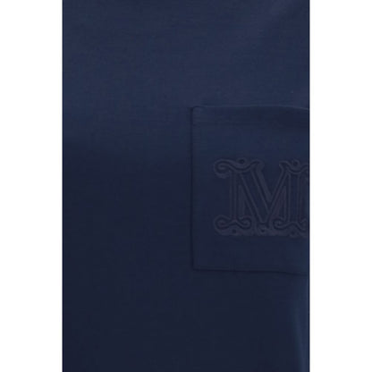 Activewear T-Shirt by Max Mara for women in cotton blue, patterned & monogram features an athletic silhouette with sleeves and a neckline, enhanced by high-performance .