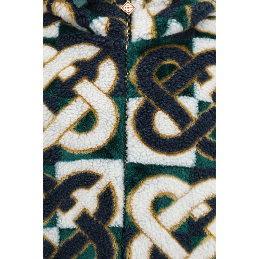 Hooded Windbreaker Jacket by Casablanca for men in mohair polyester acrylic merino wool gold, multicolor, monogram & print presents a resilient silhouette, artfully detailed with a sophisticated and functional hooded & windproof for a resilient finish.