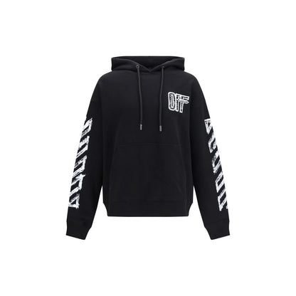 Sweatshirt Hoodie by Off-White for men in cotton black, white & print features an dramatic silhouette, showcasing a sophisticated hooded neckline and dramatic long-sleeve for a refined, modern aesthetic.