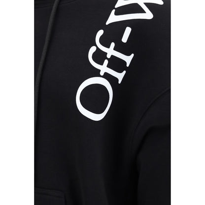 Sweatshirt Hoodie by Off-White for men in cotton black, white, signature & print features a authentic silhouette, showcasing a sophisticated hooded neckline and authentic detail for a refined finish.