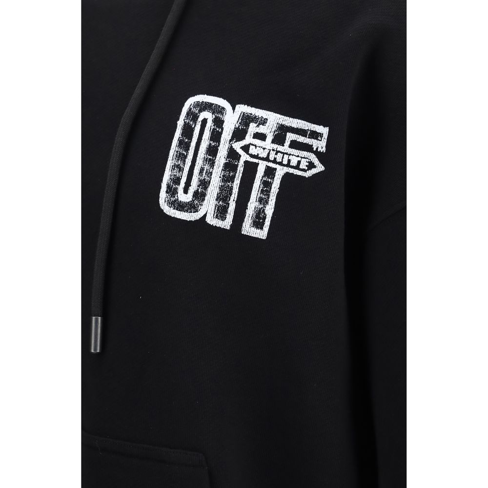 Sweatshirt Hoodie by Off-White for men in cotton black, white & print features a slouchy chic silhouette, detailed with a slouchy chic and a signature hooded neckline for an elevated aesthetic.