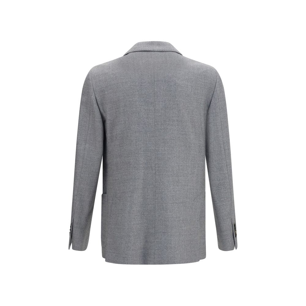 Overcoat by Lardini for men in merino wool gray features an satoral silhouette, showcasing a sophisticated and satoral pockets for a premium, timeless look.