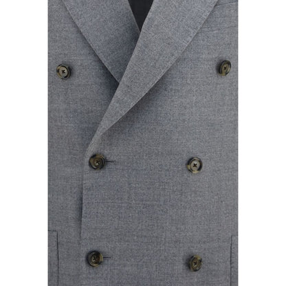 Overcoat by Lardini for men in merino wool gray showcases a enveloping silhouette, detailed with distinctive pockets and a enveloping .