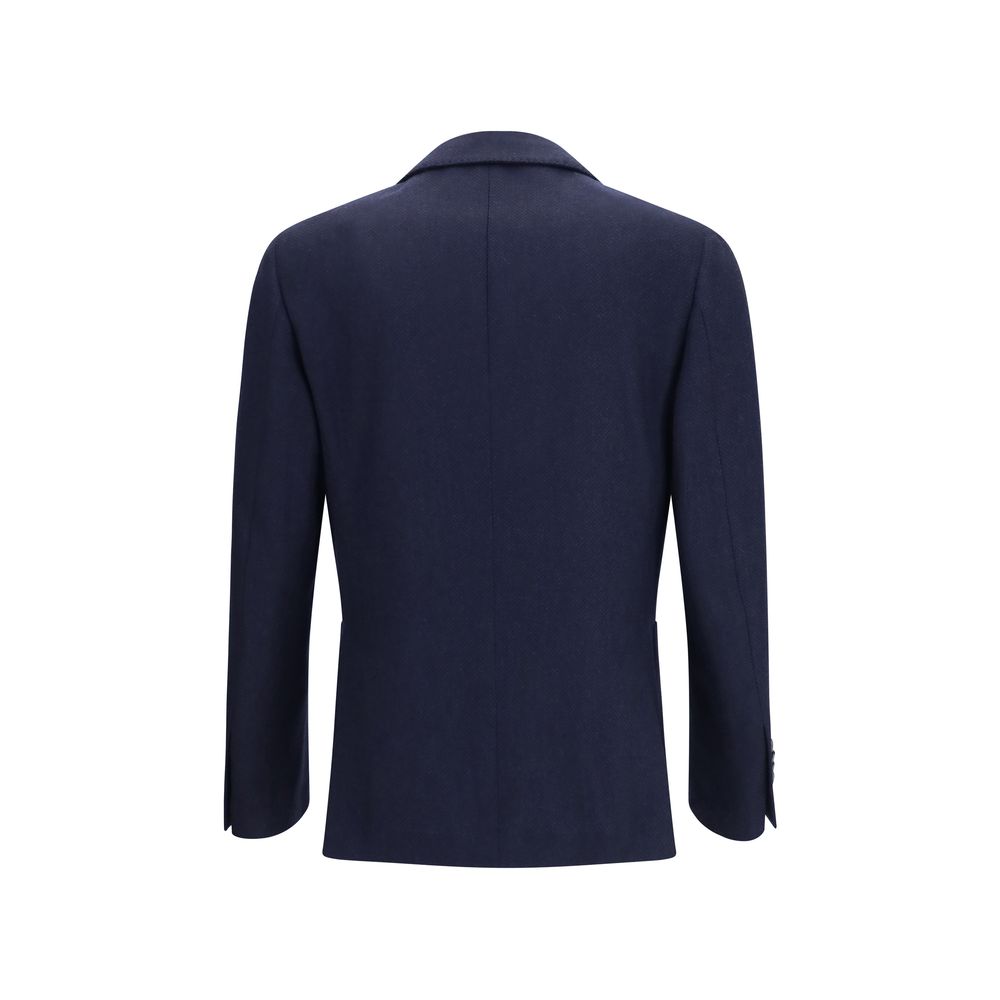 Jacket by Lardini for men in cashmere merino wool & capra leather blue features a smart silhouette, perfectly accentuated by its unique and functional pockets for a smart finish.