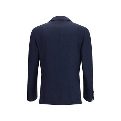 Jacket by Lardini for men in cashmere merino wool & capra leather blue features a smart silhouette, perfectly accentuated by its unique and functional pockets for a smart finish.