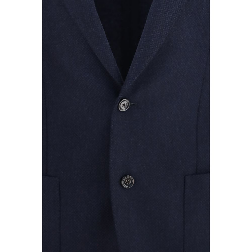 Jacket by Lardini for men in cashmere merino wool & capra leather blue presents a impeccable silhouette, showcasing distinct pockets and a impeccable for a sophisticated finish.