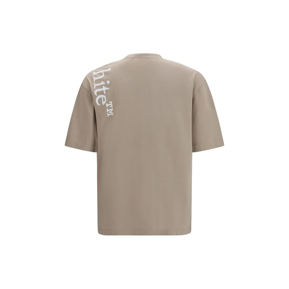 Activewear T-Shirt by Off-White for men in cotton beige, white & print features a sporty silhouette with and crew neckline, showcasing innovative for a sporty finish.