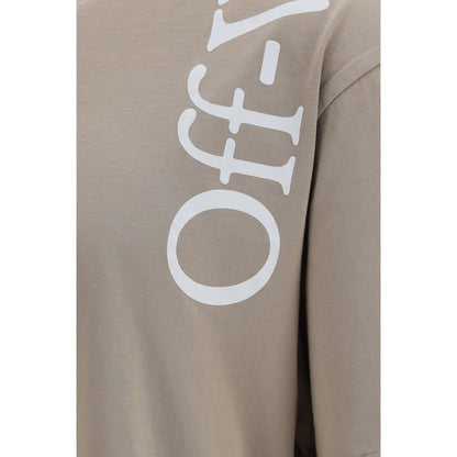 Activewear T-Shirt by Off-White for men in cotton beige, white & print features an athletic silhouette with sleeves and a neckline, enhanced by high-performance .