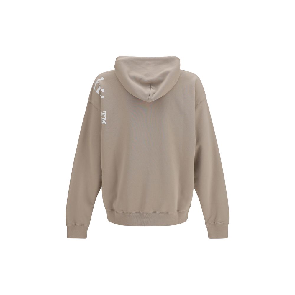 Sweatshirt Hoodie by Off-White for men in cotton beige, white, signature & print features an avant-garde silhouette, showcasing a sophisticated hooded neckline and detail for a truly avant-garde finish.