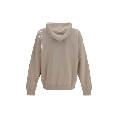 Sweatshirt Hoodie by Off-White for men in cotton beige, white, signature & print features an avant-garde silhouette, showcasing a sophisticated hooded neckline and detail for a truly avant-garde finish.