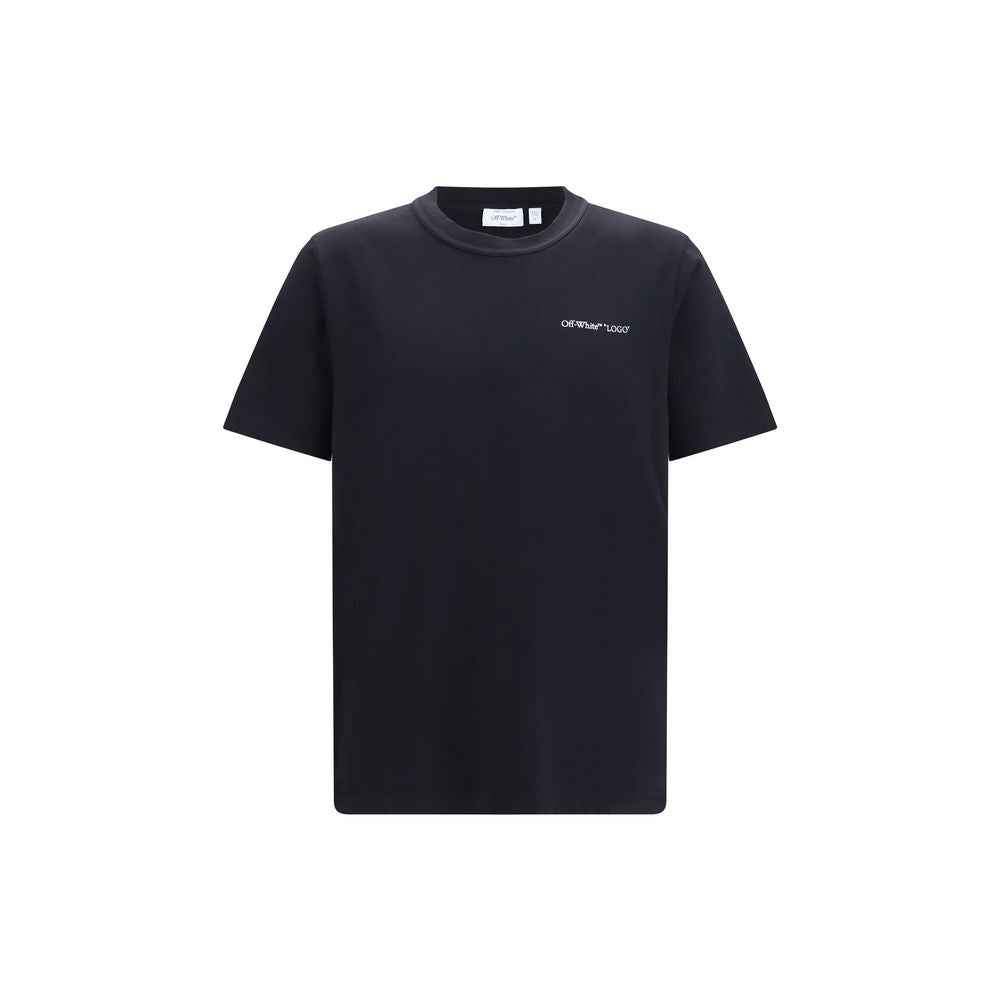 T-Shirt by Off-White for men in cotton black & white showcases a unassuming silhouette, artfully detailed with a refined crew neckline and unassuming short-sleeve for a sophisticated, contemporary look.