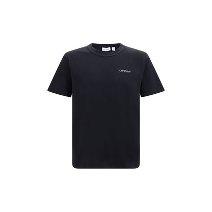 T-Shirt by Off-White for men in cotton black & white showcases a fashionable silhouette, elegantly detailed with a fashionable short-sleeve and crew neckline for a sophisticated, high-fashion look.