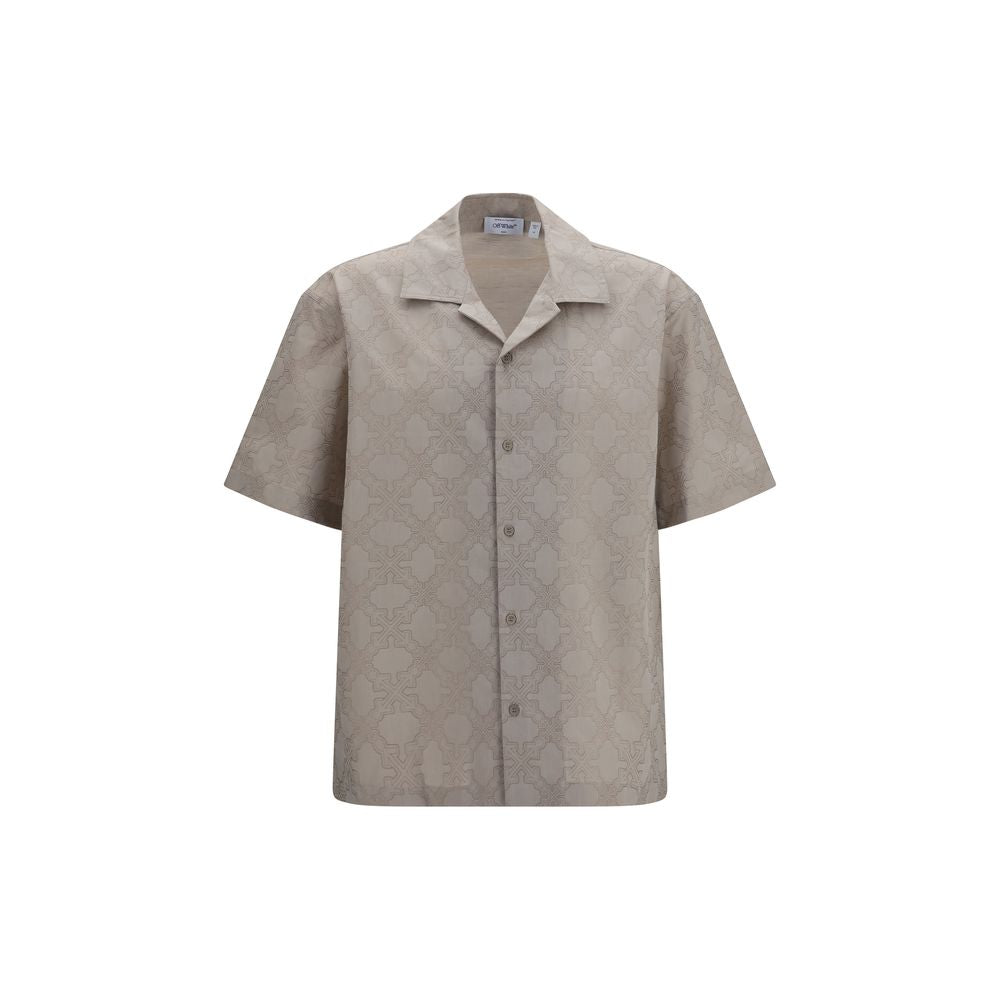 Shirt by Off-White for men in cotton beige, white, patterned, monogram & print presents a discerning silhouette, showcasing a sophisticated and for a truly discerning finish.