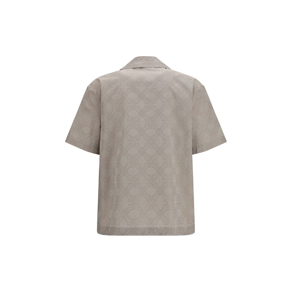 Shirt by Off-White for men in cotton beige, white, patterned, monogram & print features an polished silhouette, showcasing a sophisticated and detail for a truly polished finish.