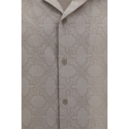 Shirt by Off-White for men in cotton beige, white, patterned, monogram & print presents a discerning silhouette, showcasing a sophisticated and for a truly discerning finish.