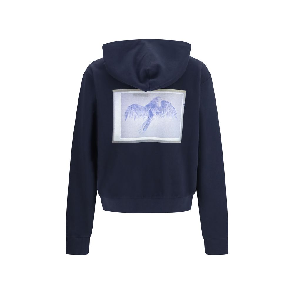 Sweatshirt Hoodie by Maison Margiela for men in cotton blue & signature features a authentic silhouette, showcasing a sophisticated hooded neckline and authentic detail for a refined finish.