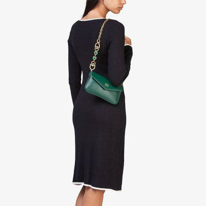 MIRIADE Polyethylene & Polyurethane Shoulder Bag - Bicolour Green
