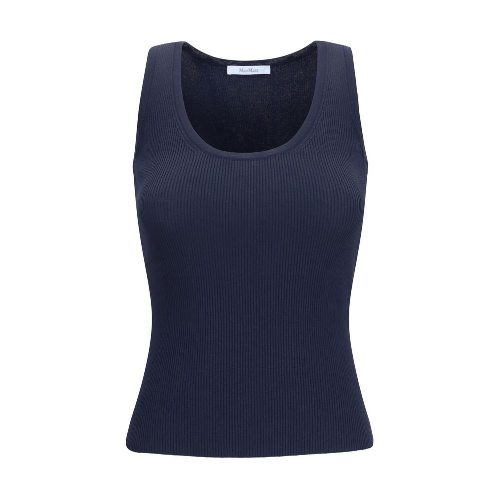 Tank Top by Max Mara for women in polyester & viscose blue showcases a sublime silhouette, with sleeveless and round neckline details for a sublime finish.