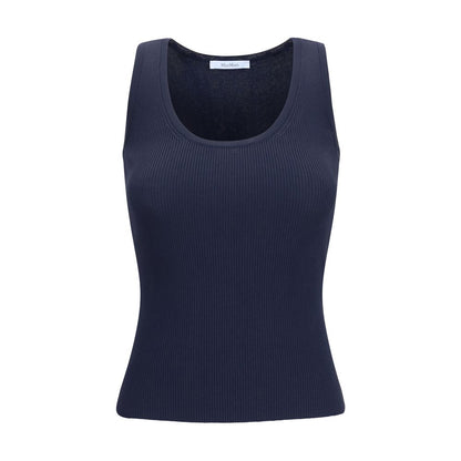 Tank Top by Max Mara for women in polyester & viscose blue showcases a sublime silhouette, with sleeveless and round neckline details for a sublime finish.