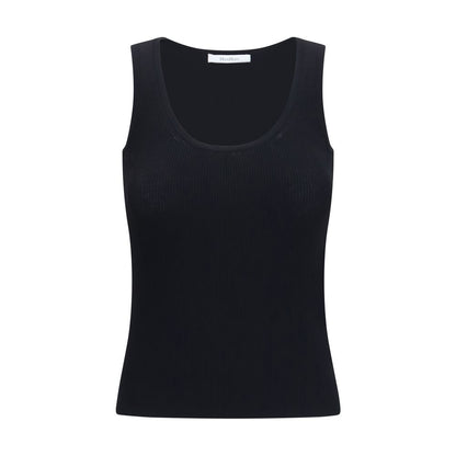 Tank Top by Max Mara for women in polyester & viscose black showcases a streamlined Women's Slim Round Neck Polyester & Viscose Tank Top design with a streamlined sleeveless and round neckline.