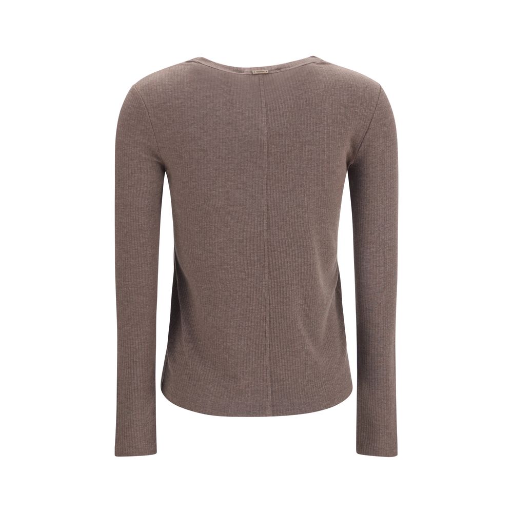 Sweatshirt by Max Mara for women in lyocell & silk brown & signature showcases a slouchy chic silhouette, artfully detailed with a slouchy chic crew neckline and for a slouchy chic finish.