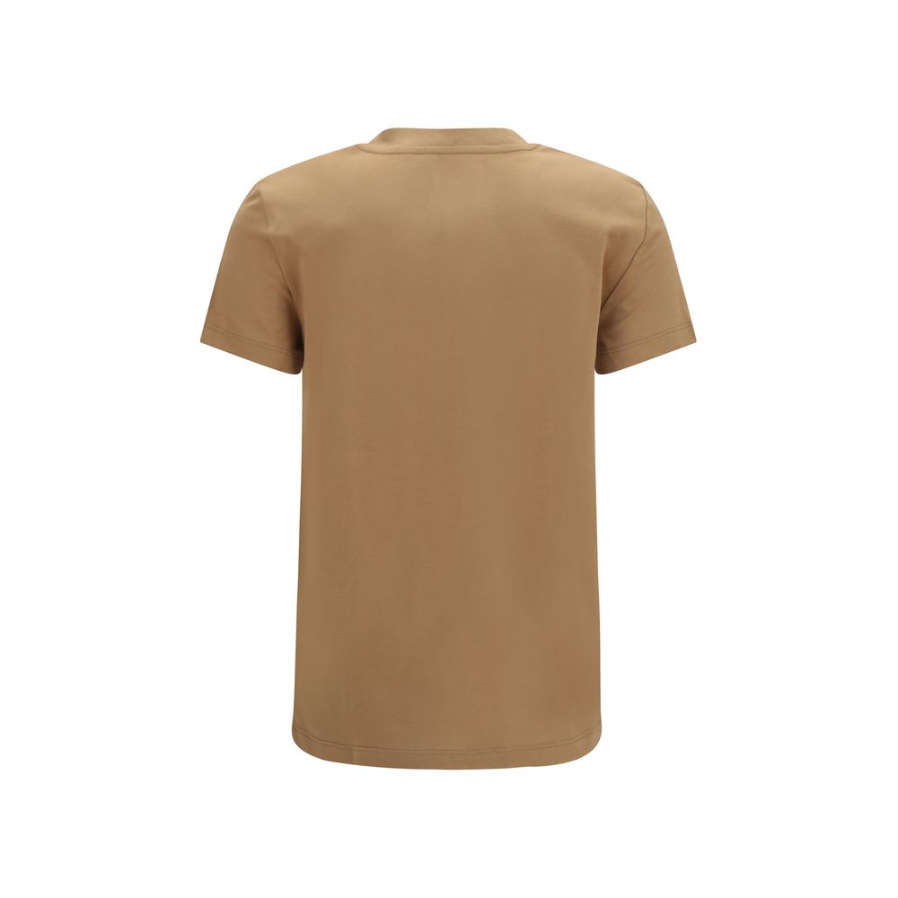Activewear T-Shirt by Max Mara for women in cotton beige, patterned & monogram features an athletic silhouette with sleeves and a crew neckline neckline, enhanced by high-performance .