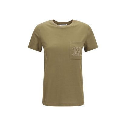 Activewear T-Shirt by Max Mara for women in cotton bicolour, patterned & monogram features a versatile silhouette, showcasing a versatile crew neckline and short-sleeve detailed with high-performance for a premium look.