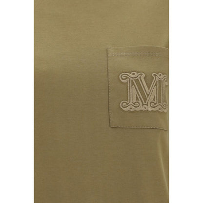 Activewear T-Shirt by Max Mara for women in cotton bicolour, patterned & monogram features an athletic silhouette with sleeves and a crew neckline neckline, enhanced by high-performance .