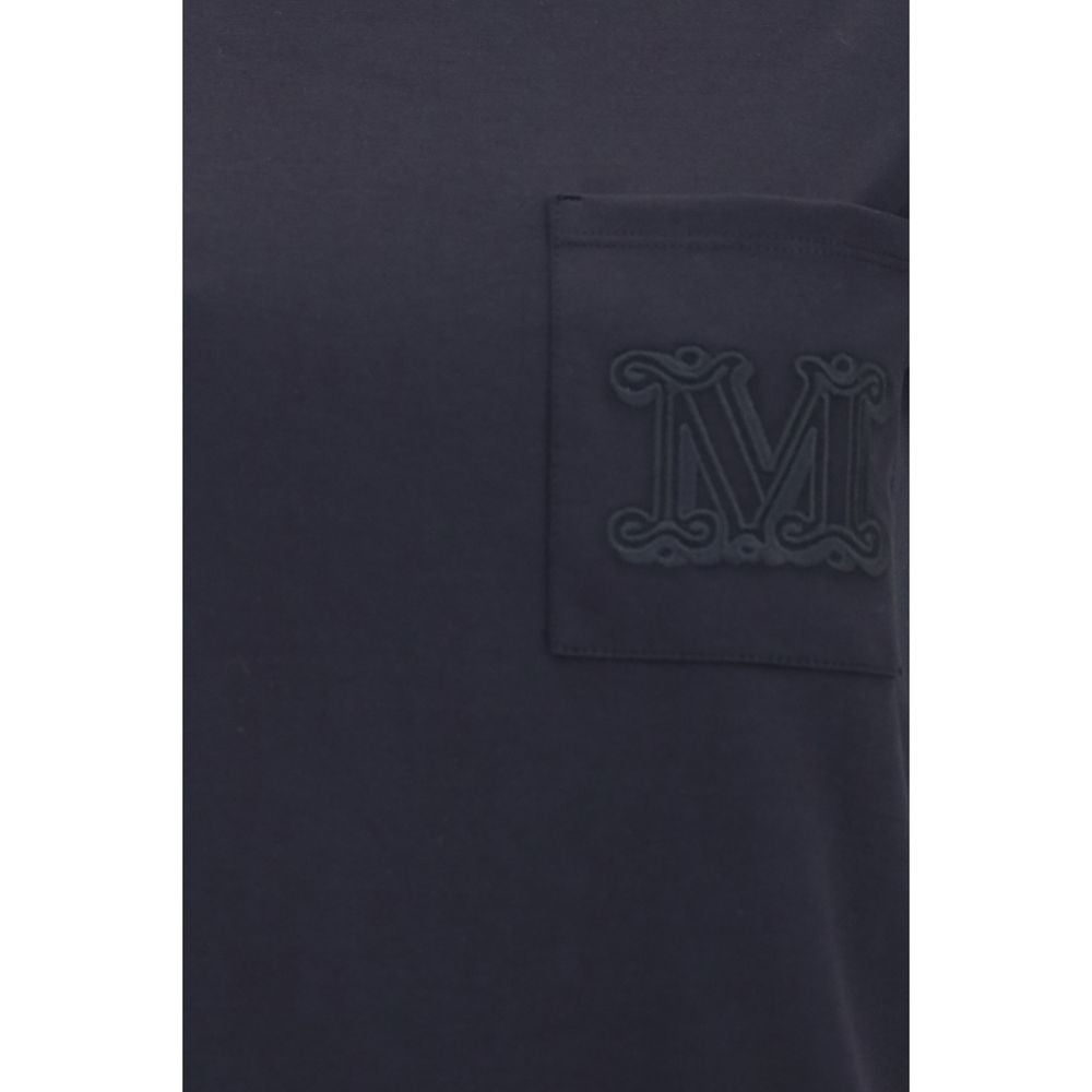 Activewear T-Shirt by Max Mara for women in cotton black, patterned & monogram features a sporty silhouette with and crew neckline, showcasing innovative for a sporty finish.