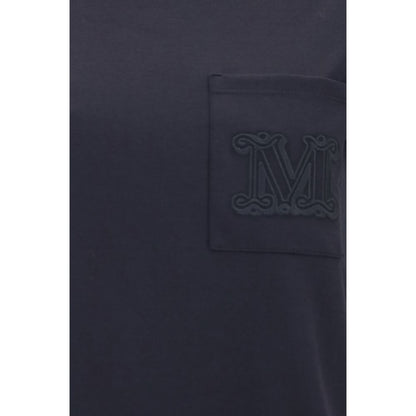Activewear T-Shirt by Max Mara for women in cotton black, patterned & monogram features a sporty silhouette with and crew neckline, showcasing innovative for a sporty finish.