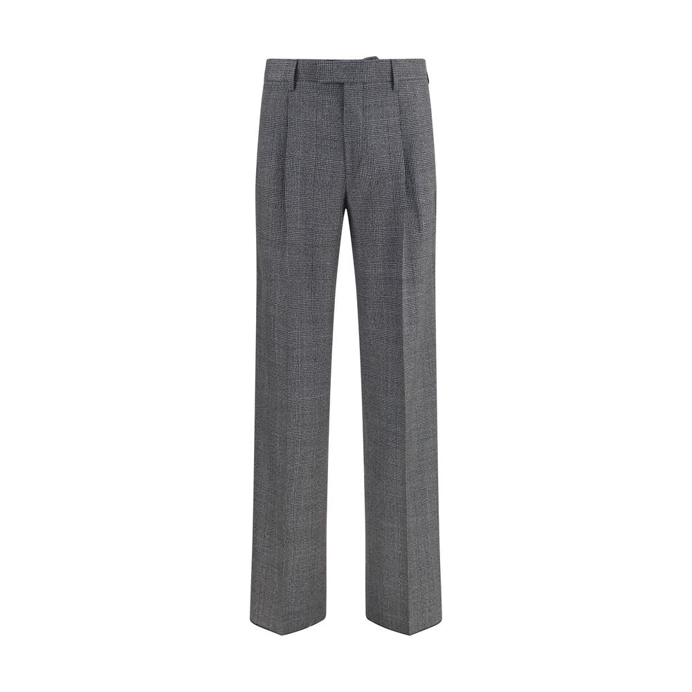 Trousers by Lardini for men in cotton polyester gray, patterned & houndstooth features a artisanal silhouette, showcasing a sophisticated straight-leg & regular-fit with a long and for a artisanal finish.