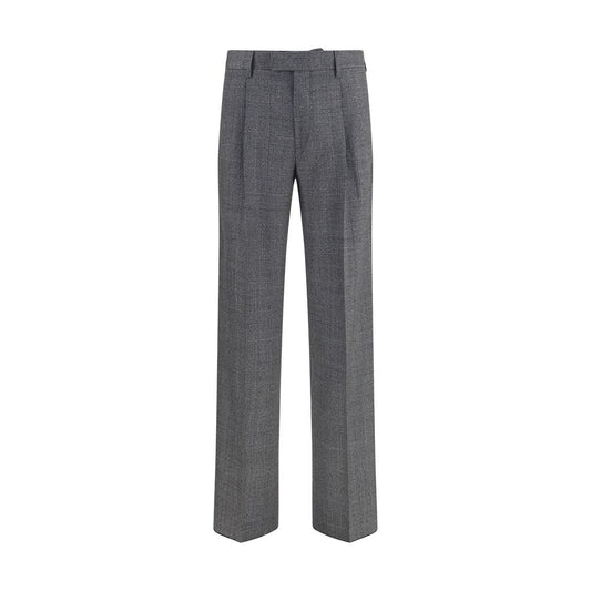 Trousers by Lardini for men in cotton polyester gray, patterned & houndstooth features a artisanal silhouette, showcasing a sophisticated straight-leg & regular-fit with a long and for a artisanal finish.