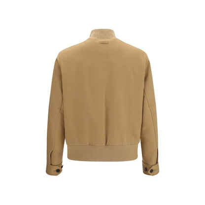 Overcoat by Lardini for men in merino wool & capra leather beige & signature showcases a enveloping silhouette, detailed with distinctive pockets and a enveloping .