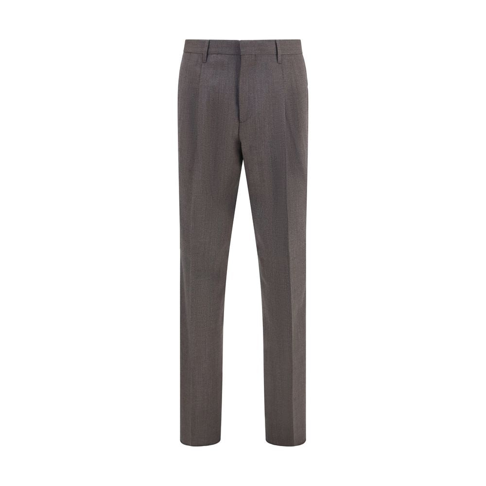 Trousers by Lardini for men in viscose gray, patterned & houndstooth presents a perennial silhouette, meticulously tailored with a straight-leg & regular-fit cut, long finish, and an elegant .