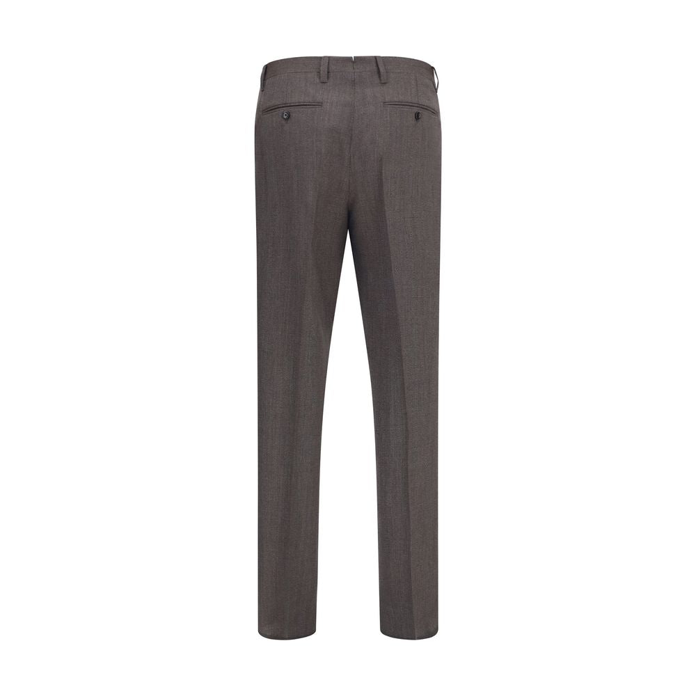 Trousers by Lardini for men in viscose gray, patterned & houndstooth features an sartorial silhouette, showcasing a precise straight-leg & regular-fit and long with a sartorial for a refined look.