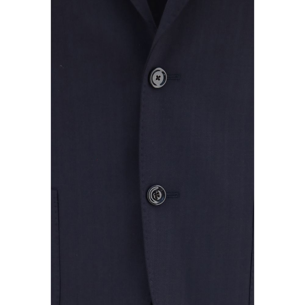 Pant Suit by Lardini for men in merino wool blue presents a sharp silhouette, artfully finished with a sharp and a sophisticated straight-leg, regular-fit & cropped for a truly sharp look.