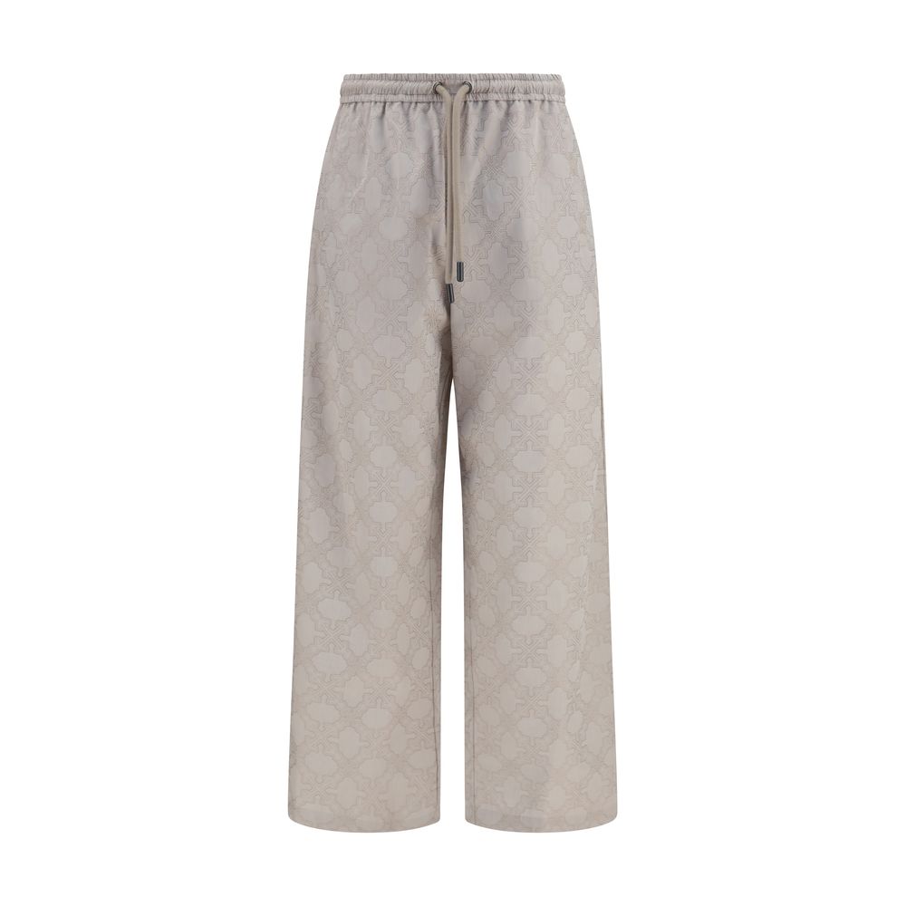 Casual Pants by Off-White for men in cotton beige, white, monogram & print features an sophisticated and relaxed-fit & oversized with a precise long, creating a sophisticated and sophisticated silhouette.