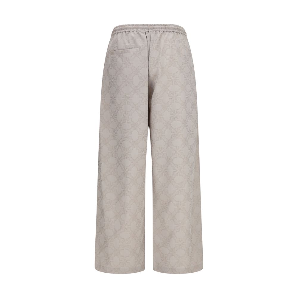 Casual Pants by Off-White for men in cotton beige, white, monogram & print features a polished silhouette with a polished relaxed-fit & oversized, reaching a polished long and finished with a polished .