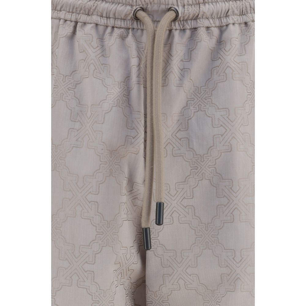 Casual Pants by Off-White for men in cotton beige, white, monogram & print features an refined tailoring silhouette, showcasing a premium relaxed-fit & oversized with a and long cut for a refined tailoring look.