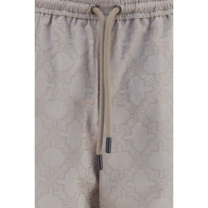 Casual Pants by Off-White for men in cotton beige, white, monogram & print features an refined tailoring silhouette, showcasing a premium relaxed-fit & oversized with a and long cut for a refined tailoring look.