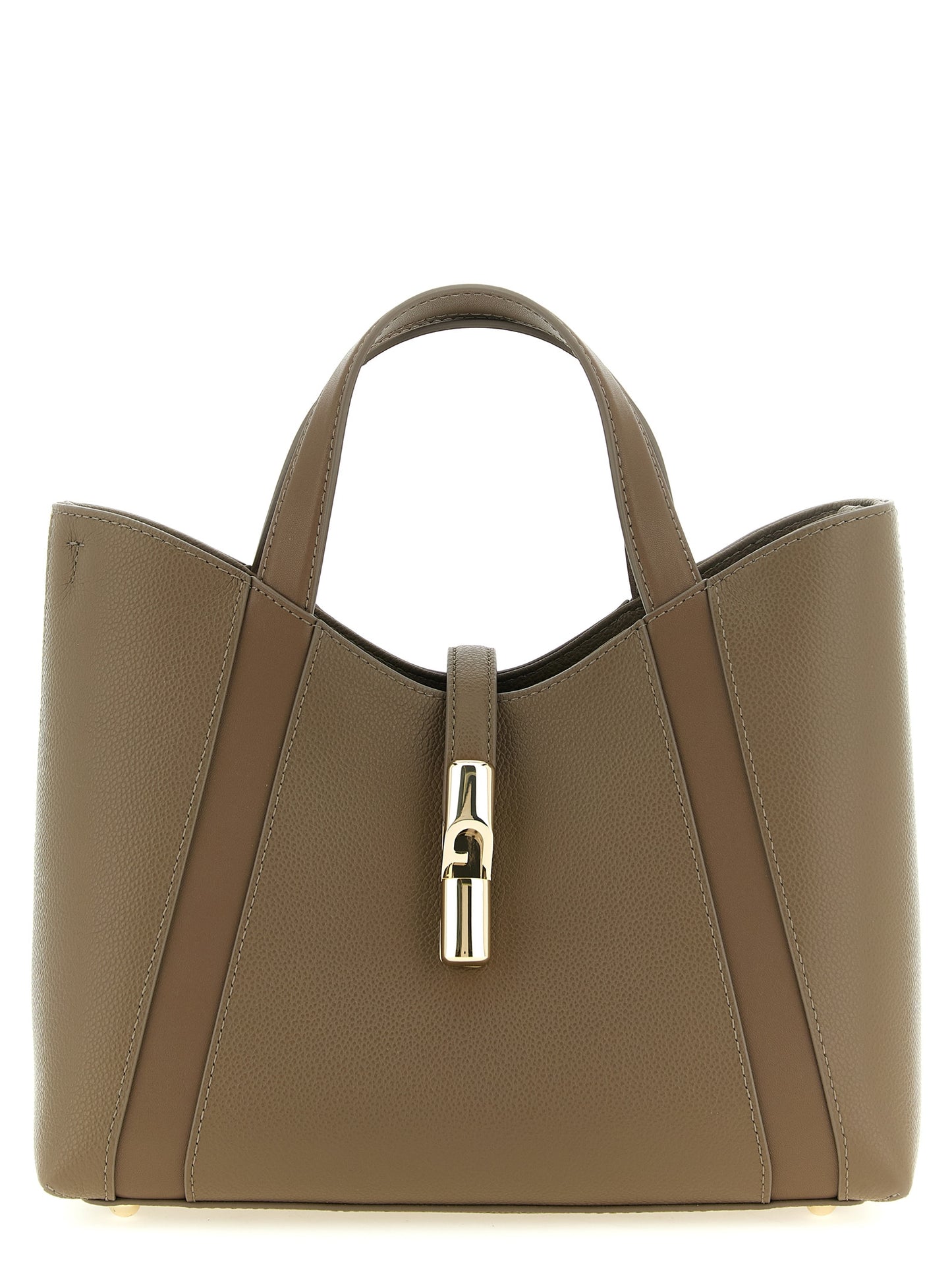 Furla Goccia Bos Taurus Calf Suede Leather Tote Bag - Gray Gold