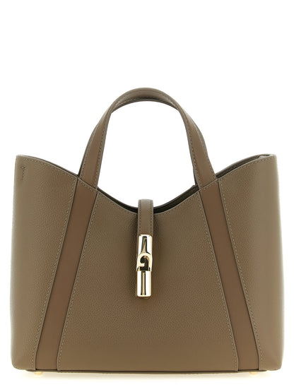 Furla Goccia Bos Taurus Calf Suede Leather Tote Bag - Gray Gold