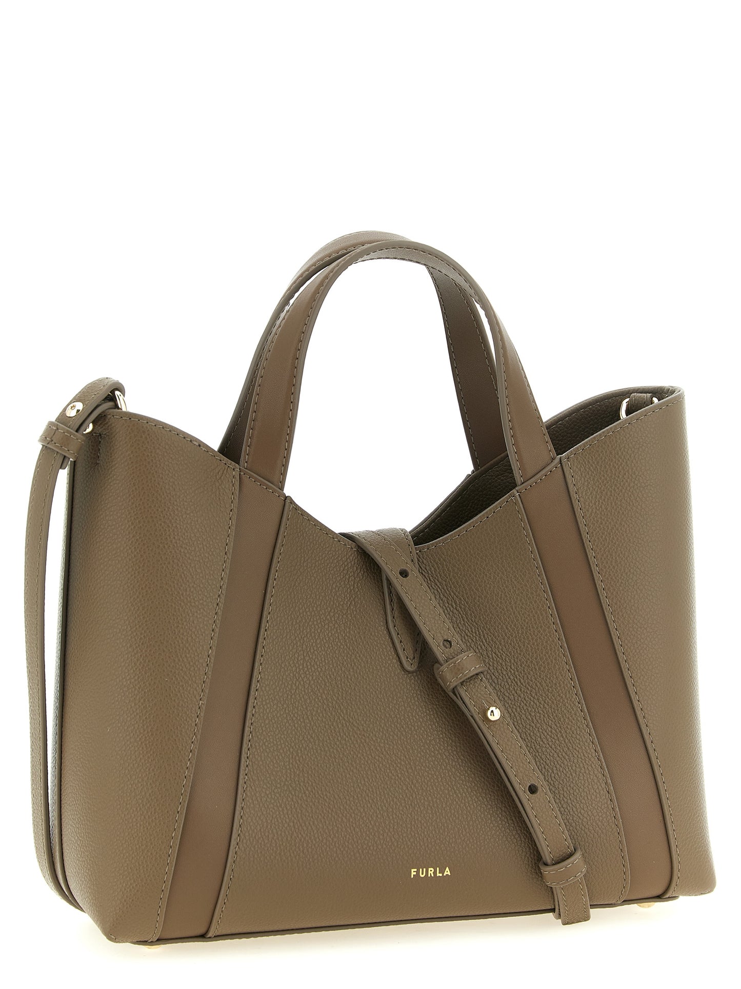 Furla Goccia Bos Taurus Calf Suede Leather Tote Bag - Gray Gold