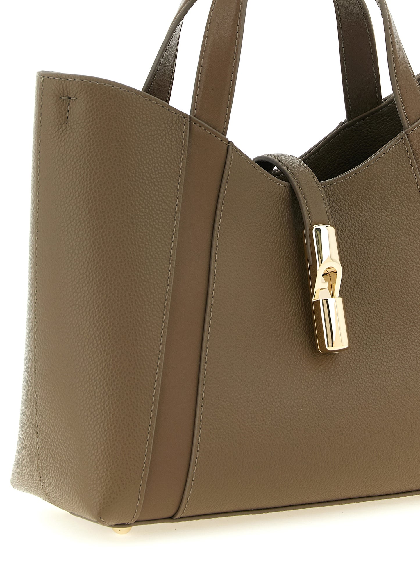 Furla Goccia Bos Taurus Calf Suede Leather Tote Bag - Gray Gold