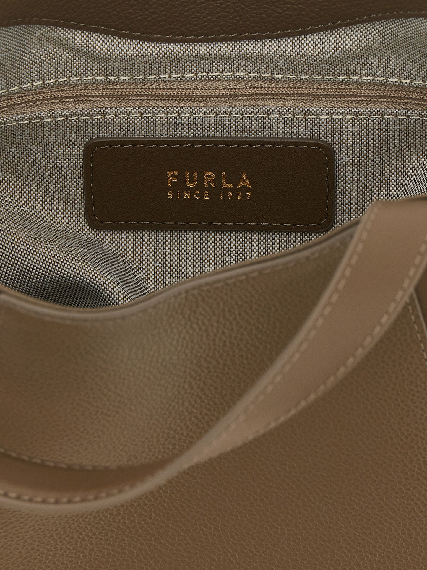 Furla Goccia Bos Taurus Calf Suede Leather Tote Bag - Gray Gold
