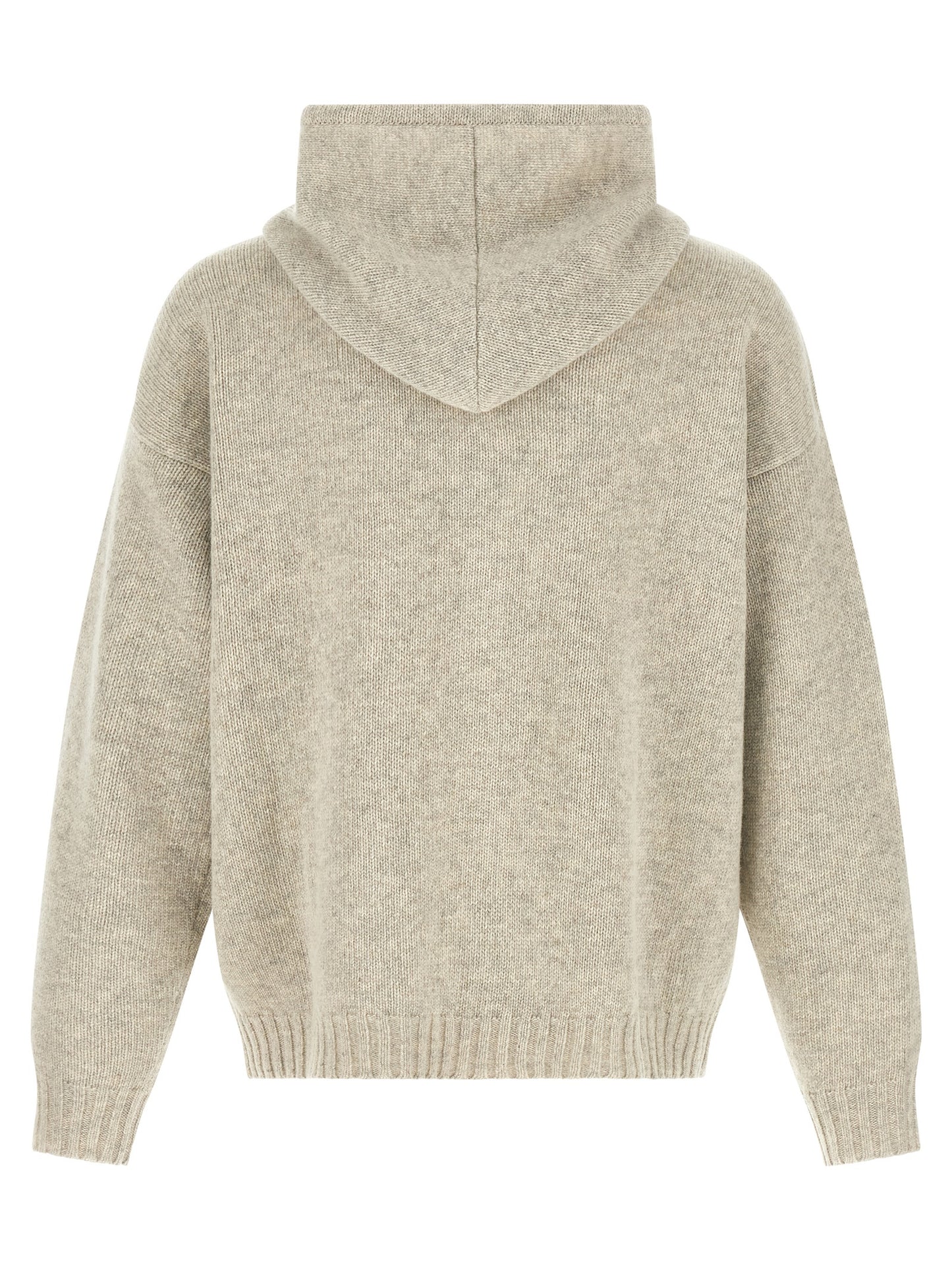 Hooded Cardigan by MM6 Maison Margiela for men in polyamide wool gray & white presents a textural silhouette, artfully finished with a textural hooded neckline and for a sophisticated, textural look.